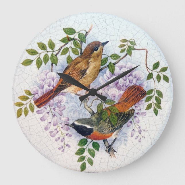 Relógio Grande Aves Porcelanas (Frente)