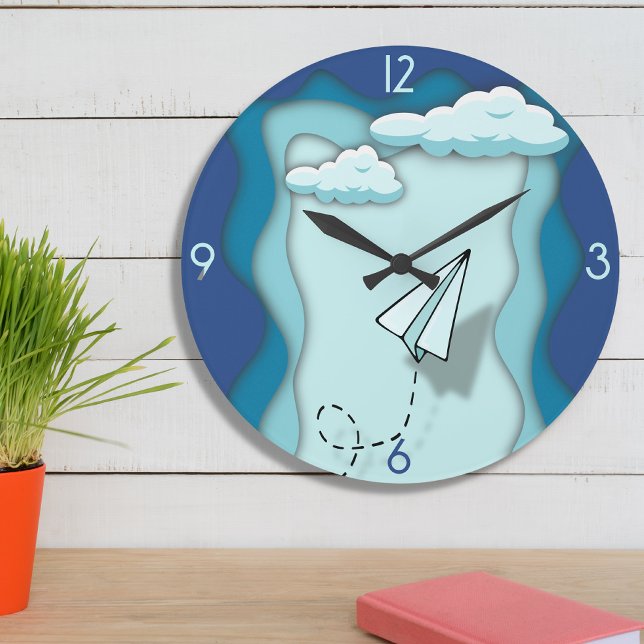 Relógio Grande Avião de papel | A viagem começa com um solteiro (Criador carregado)