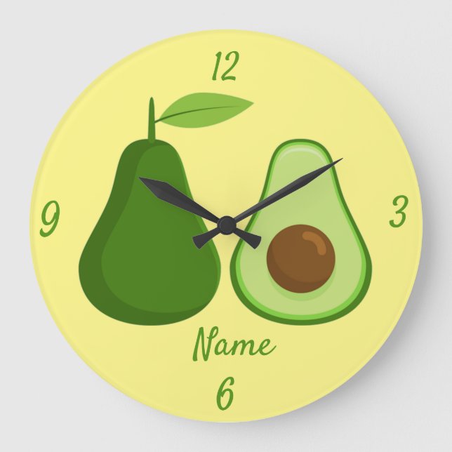 Relógio Grande Avocado Lover Design Thunder_Cove (Frente)