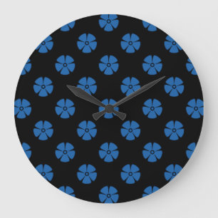 Relógio Grande Azul do brilho do teste padrão de flor 2