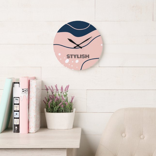 Relógio Grande Azul e branco elegante e moderno (Sala de leitura)