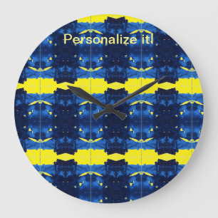 Relógio Grande Azul psíquico, amarelo, design