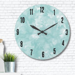 Relógio Grande Azul Teal Moderno Simples<br><div class="desc">Um pano de fundo de cor azul-d-água ou turquesa macia fornece a canvas perfeita para um relógio de cor-d-água fofo e contemporâneo. Esta design é sutil, mas surpreendente, oferecendo a quantidade certa de cor e talento sem estar sobre o topo. O Simples Relógio Azul Água Azul Turquesa Moderno Traz um...</div>