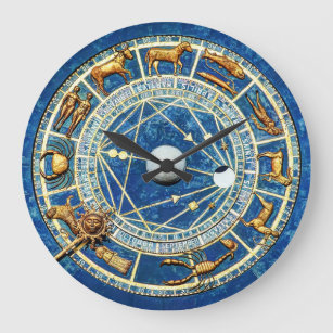 Relógio Grande Azul Zodiac e Astrologia Celestial do Velho Mundo 