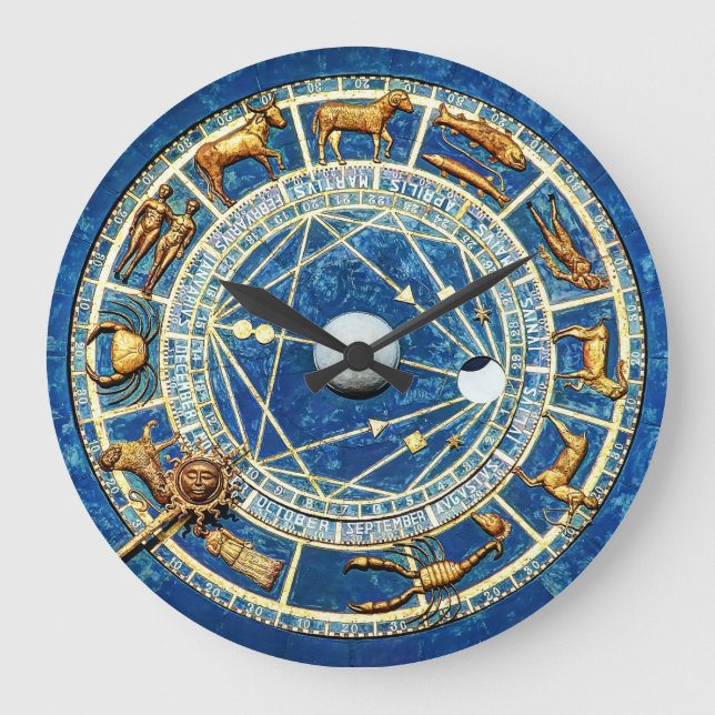 Relógio Grande Azul Zodiac e Astrologia Celestial do Velho Mundo  (Frente)
