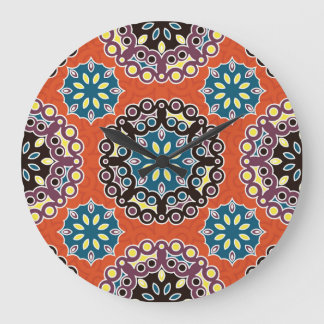 Relógio Grande Azulejo árabe, padrão de retalhos vintage.