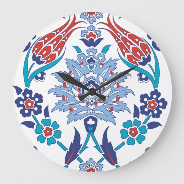 Relógio Grande Azulejos de Iznik Turcos: padrão de colheita. (Frente)