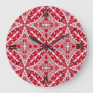 Relógio Grande Azulejos marroquinos - obscuridade - vermelho e