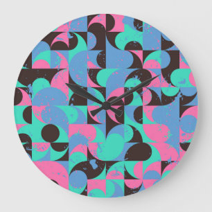 Relógio Grande Azulejos Vintage Neon Pink Green