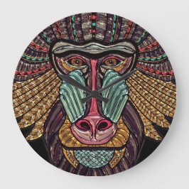 Relógio Grande Baboão de vidro retido mosaico animal arte african