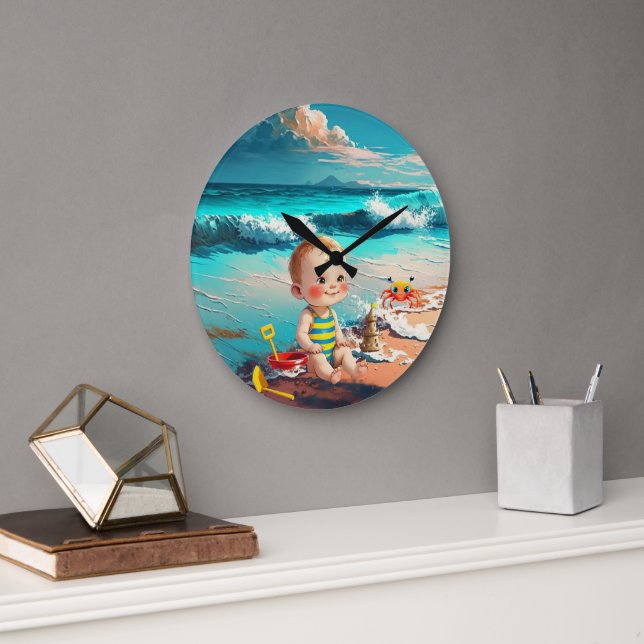 Relógio Grande Baby Boy na Praia (Escritório)