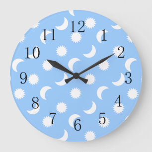Relógio Grande Baby Boy Nursery Sun Moon Blue