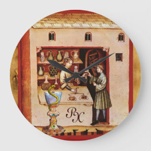 Relógio Grande BACIA de medicina do MONOGRAMA de HYGEIA, farmáci