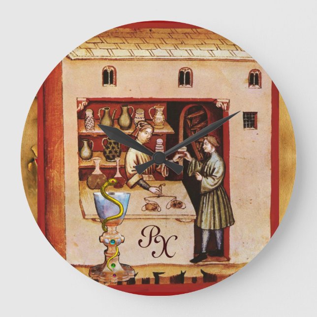 Relógio Grande BACIA de medicina do MONOGRAMA de HYGEIA, farmácia (Frente)