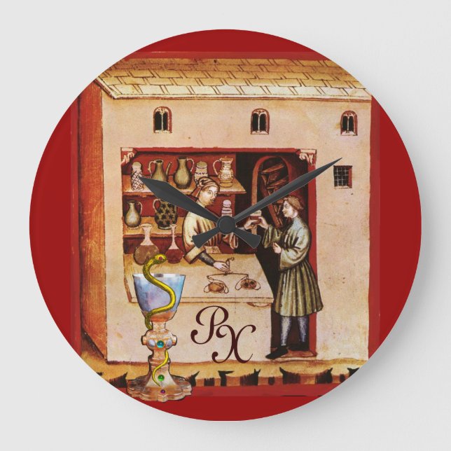 Relógio Grande BACIA de medicina do MONOGRAMA de HYGEIA, farmácia (Frente)