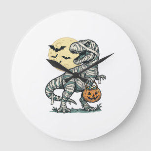 Relógio Grande Balde de Doces de T-Rex Múmia de Halloween Vetor V
