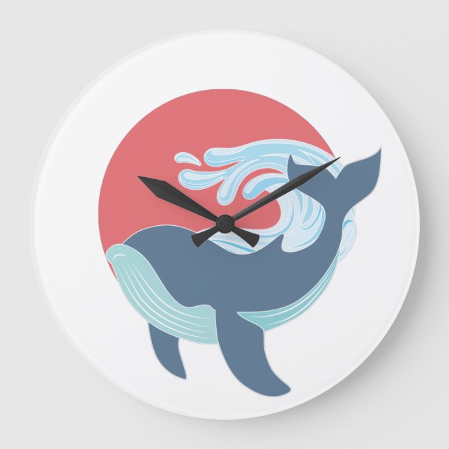 Relógio Grande  baleia azul-natação (Frente)