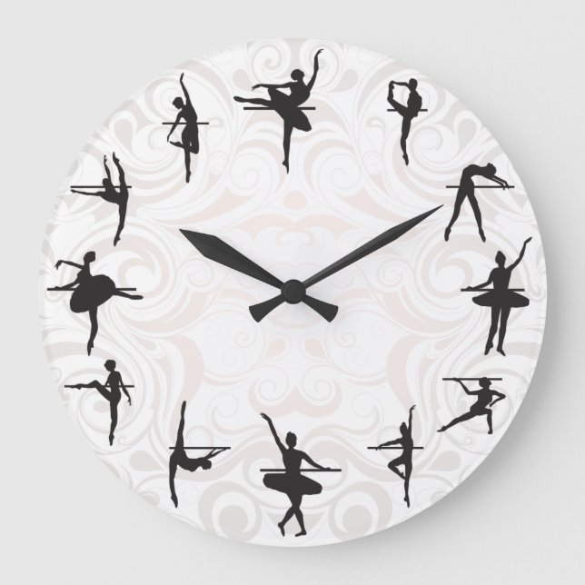 Relógio Grande Ballerina Dance Wall Clock da Escola balé (Frente)