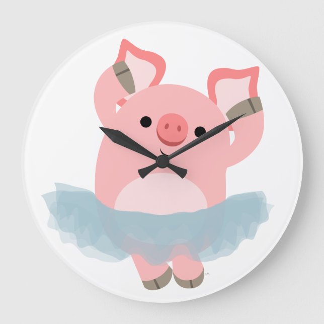 Relógio Grande Ballerina Pig Wall Clock (Frente)