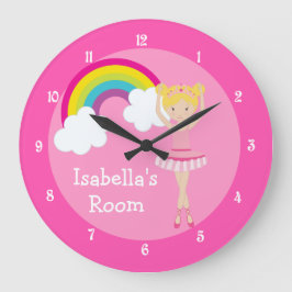 Relógio Grande Ballerina Rosa Dançarina Loura Personalizada