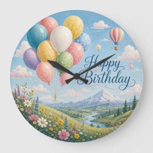 Relógio Grande Balões de Aniversário Caprichosos