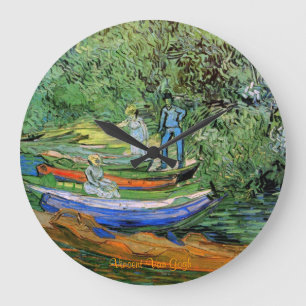 Relógio Grande Banco do Oise em Auvers por Van Gogh Wall Clock