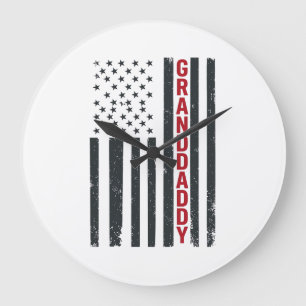 Relógio Grande Bandeira Americana Avô Design Patriótico Vintage_