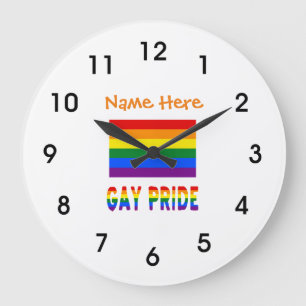 Relógio Grande Bandeira Arco-Íris do Orgulho Gay Personalizada Re