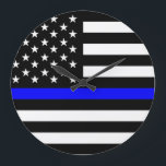 Relógio Grande bandeira azul-fina da polícia eua estados unidos a<br><div class="desc">símbolo da américa dos estados unidos,  bandeira azul fina da polícia dos estados unidos</div>