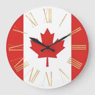 Relógio Grande Bandeira Canadense com Ouro