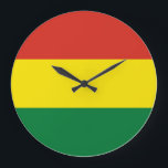 Relógio Grande Bandeira da Bolívia (Bolívia)<br><div class="desc">Produtos de Sinalizador Mundial Personalizáveis - Sinta-se livre para adicionar seu próprio texto.</div>