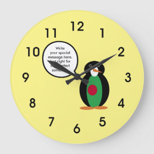 Relógio Grande Bandeira de Bangladesh Falando com Penguin