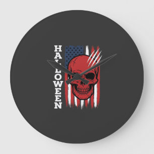 Relógio Grande Bandeira de Caveira de Halloween Design Vetorial_1