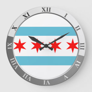 Relógio Grande Bandeira de Chicago Large Clock