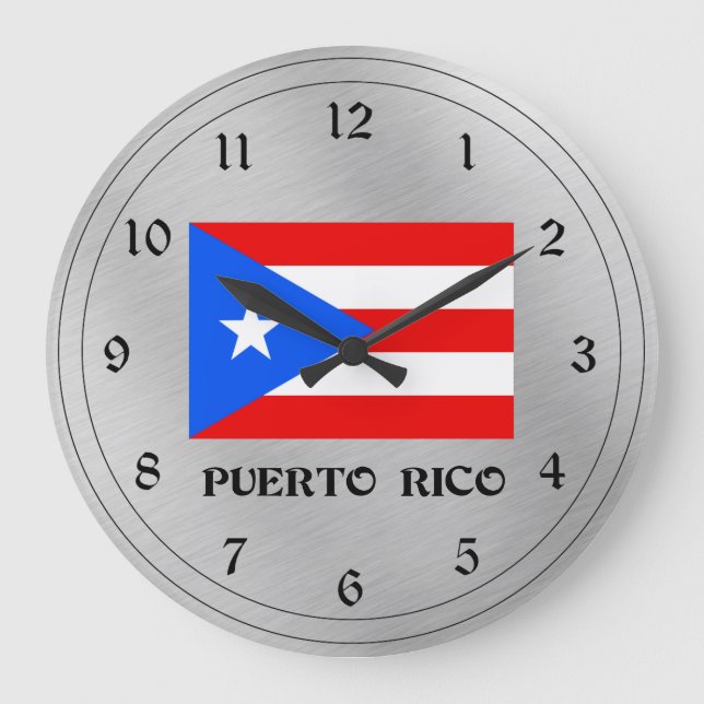 Relógio Grande Bandeira de Porto Rico (Frente)