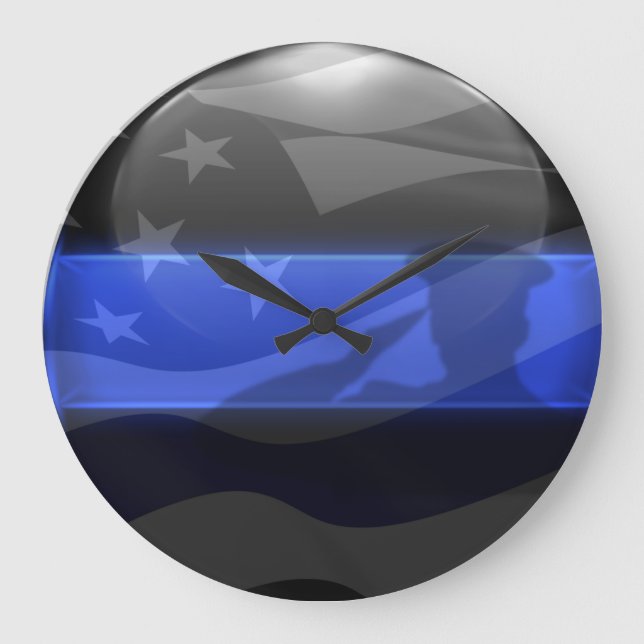 Relógio Grande Bandeira de Saudação da Thin Blue Line (Frente)
