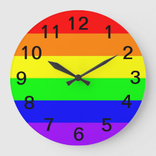 Relógio Grande Bandeira do arco-íris do orgulho gay de LGBT! Hora