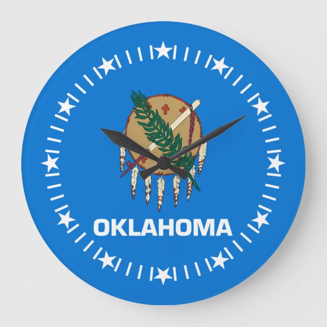 Relógio Grande Bandeira do Estado de Oklahoma em um (Frente)