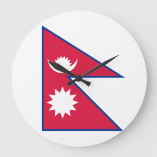 Relógio Grande Bandeira do Nepal (Nepalês)