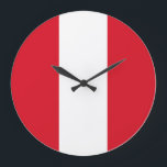 Relógio Grande Bandeira do Peru<br><div class="desc">Produtos de Sinalizador Mundial Personalizáveis - Sinta-se livre para adicionar seu próprio texto.</div>