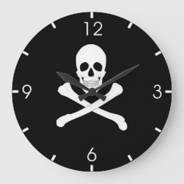 Relógio Grande Bandeira Pirata (Caveira e Cruzamentos) (Jolly Rog