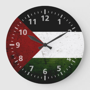 Relógio Grande Bandeira preta de Palestina do Grunge