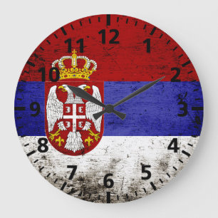 Relógio Grande Bandeira preta de Serbia do Grunge