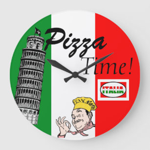 Relógio Grande Bandeira Tempo-Italiana da pizza