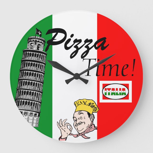 Relógio Grande Bandeira Tempo-Italiana da pizza (Frente)