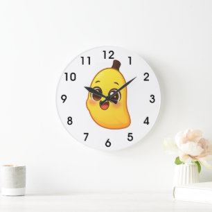 Relógio Grande Banini – Personagem de Banana Kawaii Fofo