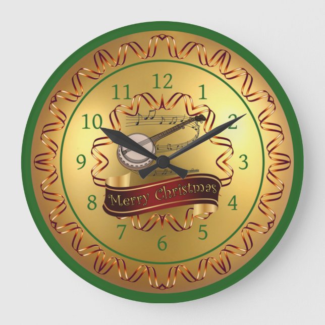 Relógio Grande Banjo ~ Musical Scroll ~ “Merry Christmas”  (Frente)