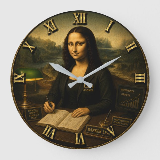 Relógio Grande Banker Funny Mona Lisa  (Frente)