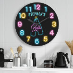 Relógio Grande Bar de Cerveja Personalizada Neon Brilhante<br><div class="desc">Bright Neon Personalizado Beer Bar Large Clock</div>