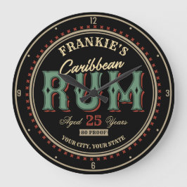 Relógio Grande Bar de Etiqueta de Rum de Caribe Personalizado